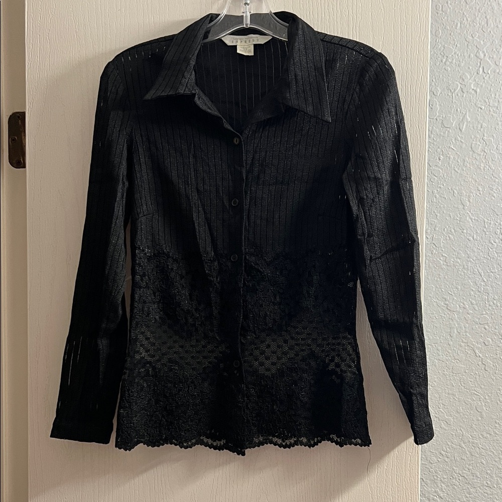 Express Black Textured Knit Top